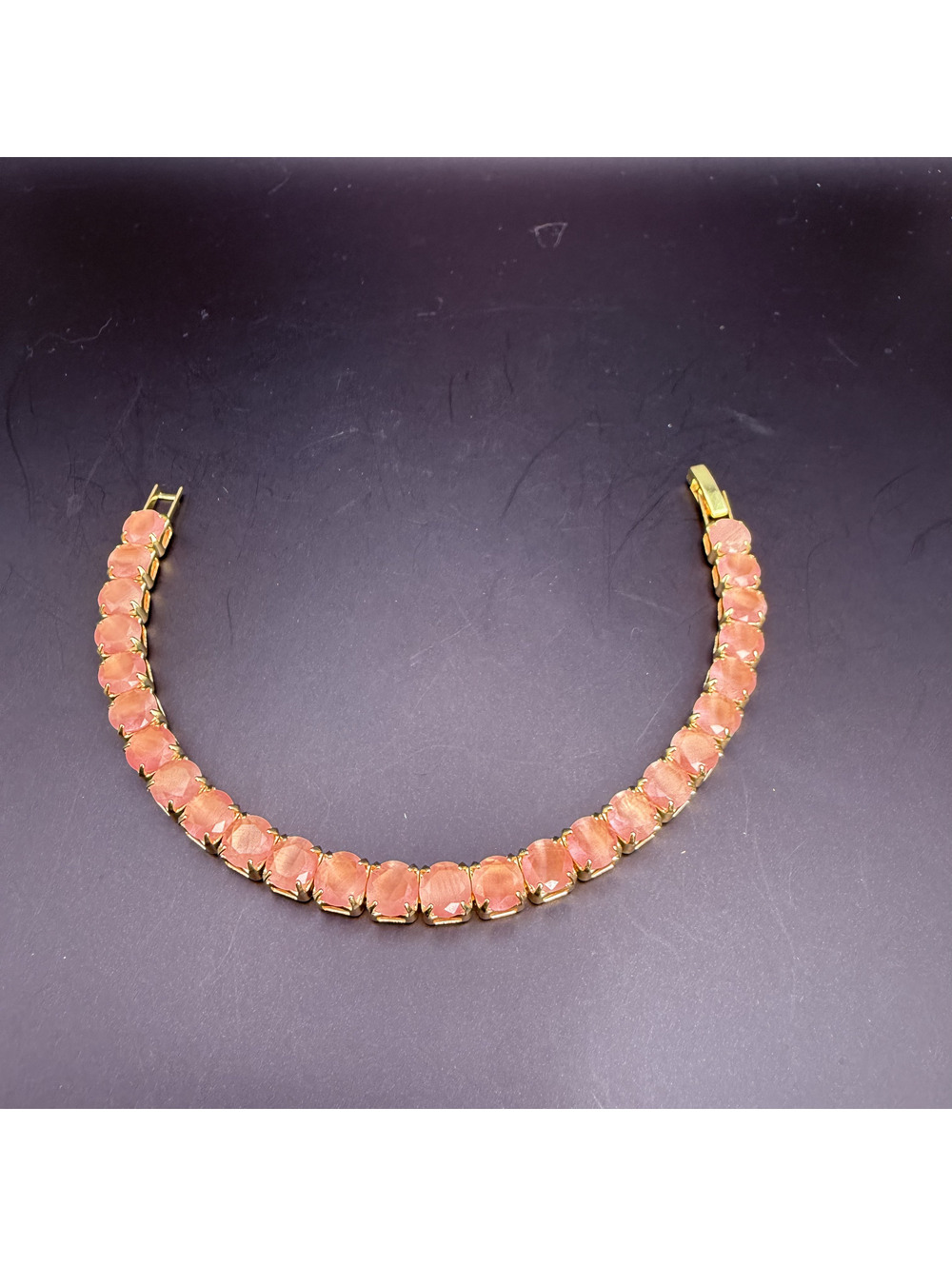 candy+clover chunky milky pink gold tone tennis bracelet